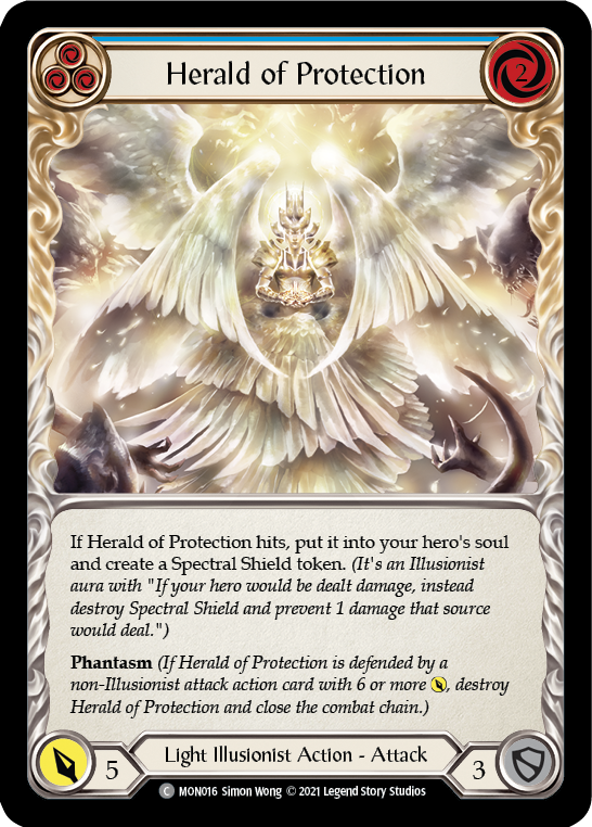 Herald of Protection (Blue) [MON016] (Monarch)  1st Edition Normal | Good Games Morley