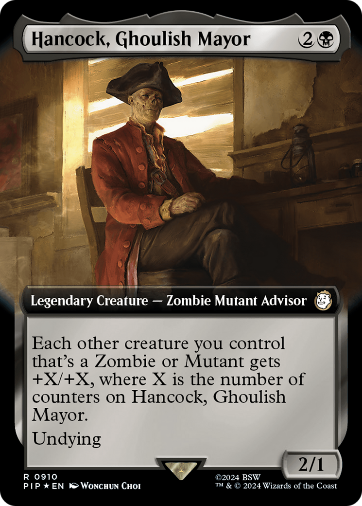 Hancock, Ghoulish Mayor (Extended Art) (Surge Foil) [Fallout] | Good Games Morley