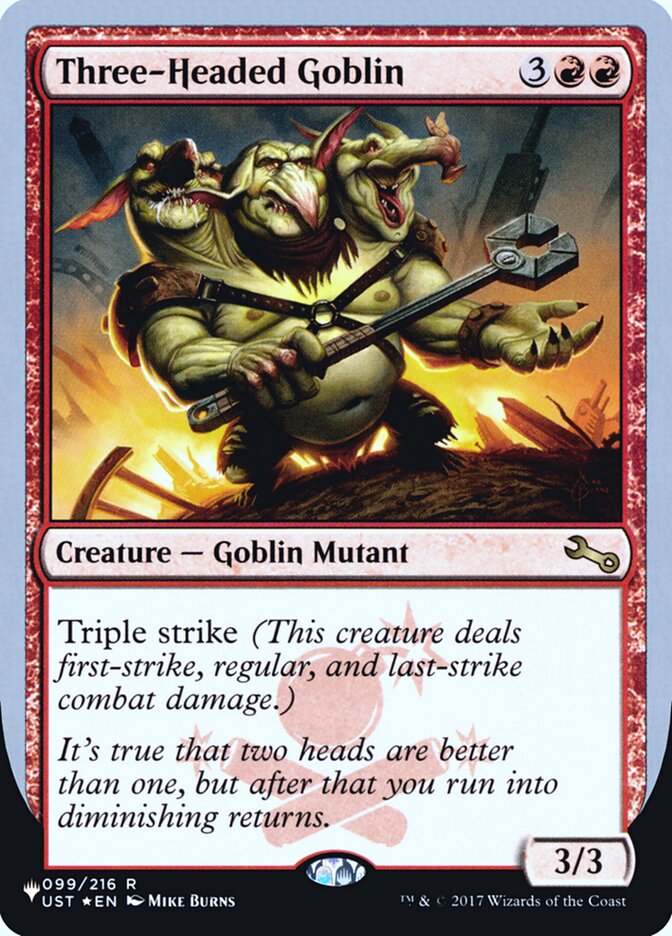 Three-Headed Goblin (Unfinity Foil Edition) [The List] | Good Games Morley