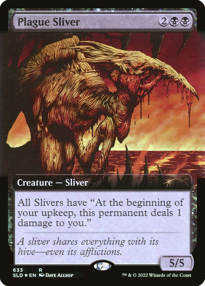 Plague Sliver (Extended Art) (Step-and-Compleat Foil) [Secret Lair Drop Promos] | Good Games Morley