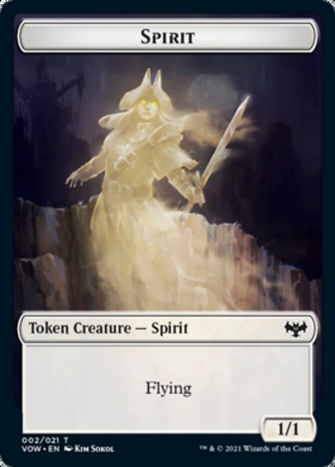 Human (001) // Spirit (002) Double-Sided Token [Innistrad: Crimson Vow Tokens] | Good Games Morley