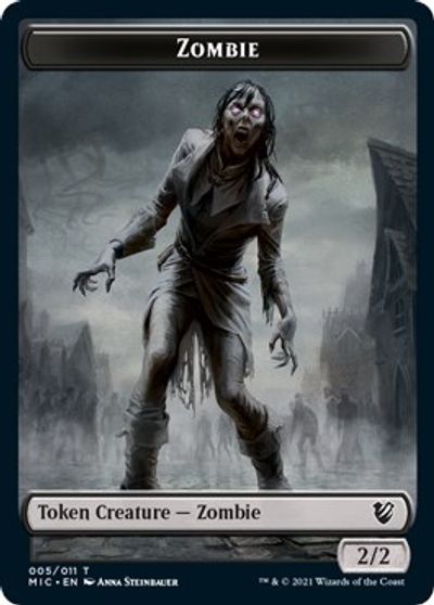 Zombie // Zombie Double-Sided Token (005 MIC/005 MID) [Innistrad: Midnight Hunt Commander Tokens] | Good Games Morley