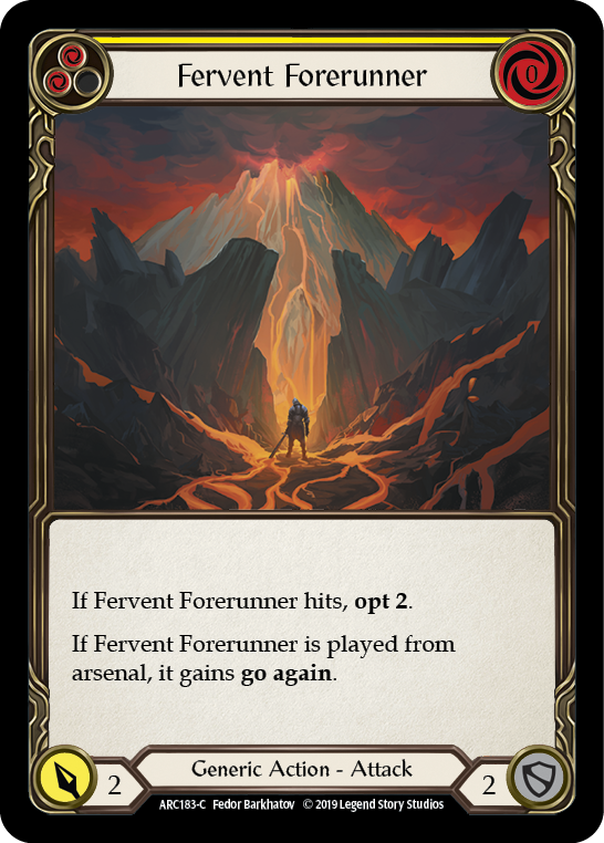Fervent Forerunner (Yellow) [ARC183-C] (Arcane Rising)  1st Edition Rainbow Foil | Good Games Morley