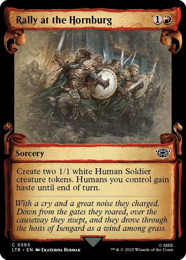 Rally at the Hornburg 593 (Universes Beyond: The Lord of the Rings: Tales of Middle-earth)  - Showcase Scroll Foil | Good Games Morley