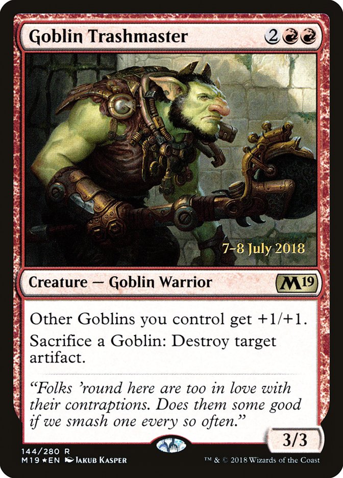 Goblin Trashmaster [Core Set 2019 Prerelease Promos] | Good Games Morley