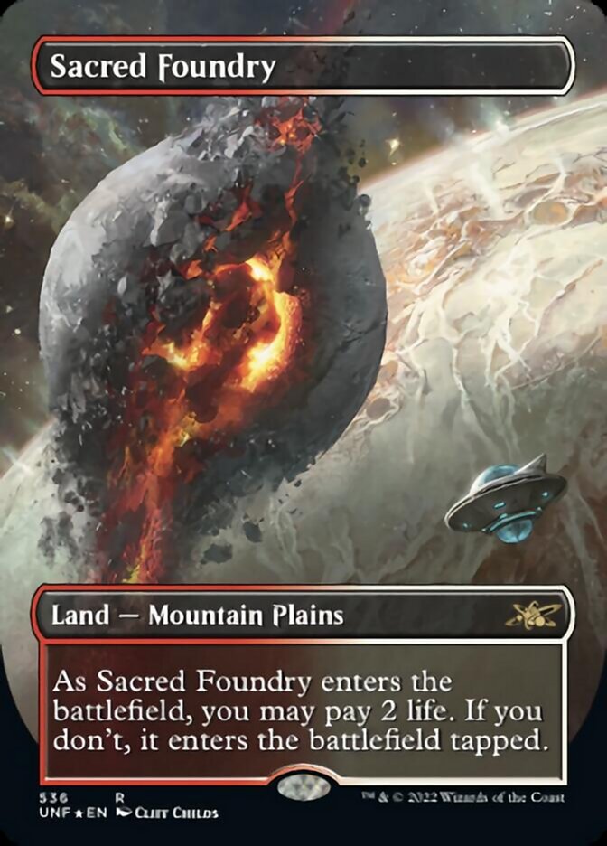 Sacred Foundry (Borderless) (Galaxy Foil) [Unfinity] | Good Games Morley