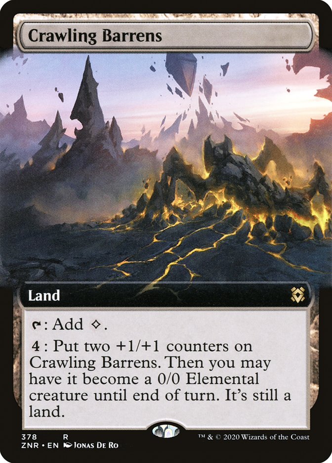 Crawling Barrens (Extended Art) [Zendikar Rising] | Good Games Morley