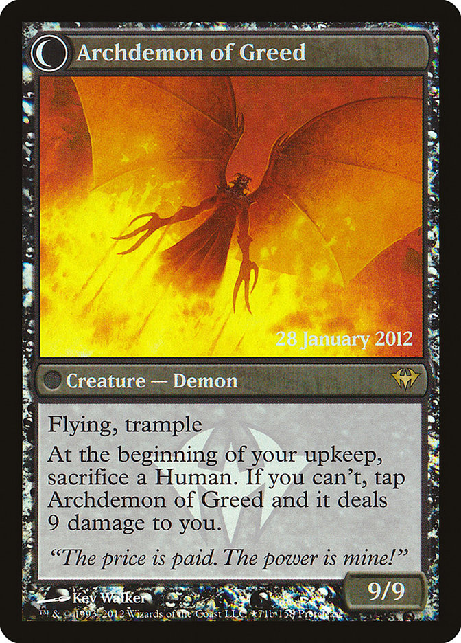 Ravenous Demon // Archdemon of Greed [Dark Ascension Prerelease Promos] | Good Games Morley