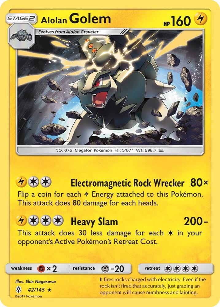 Alolan Golem 42/145 (SM - Guardians Rising)  - Holofoil | Good Games Morley