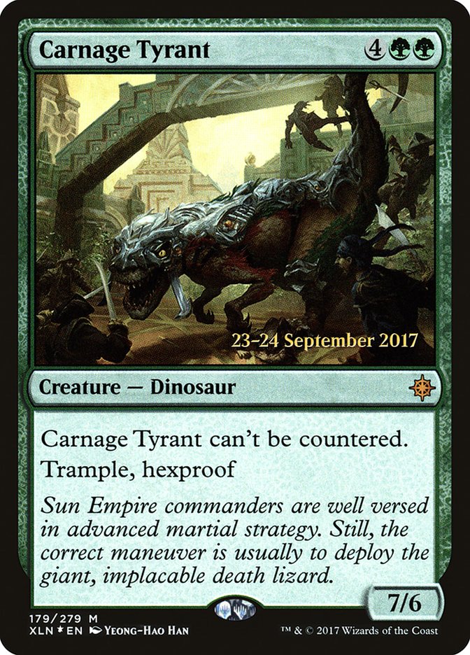 Carnage Tyrant [Ixalan Prerelease Promos] | Good Games Morley