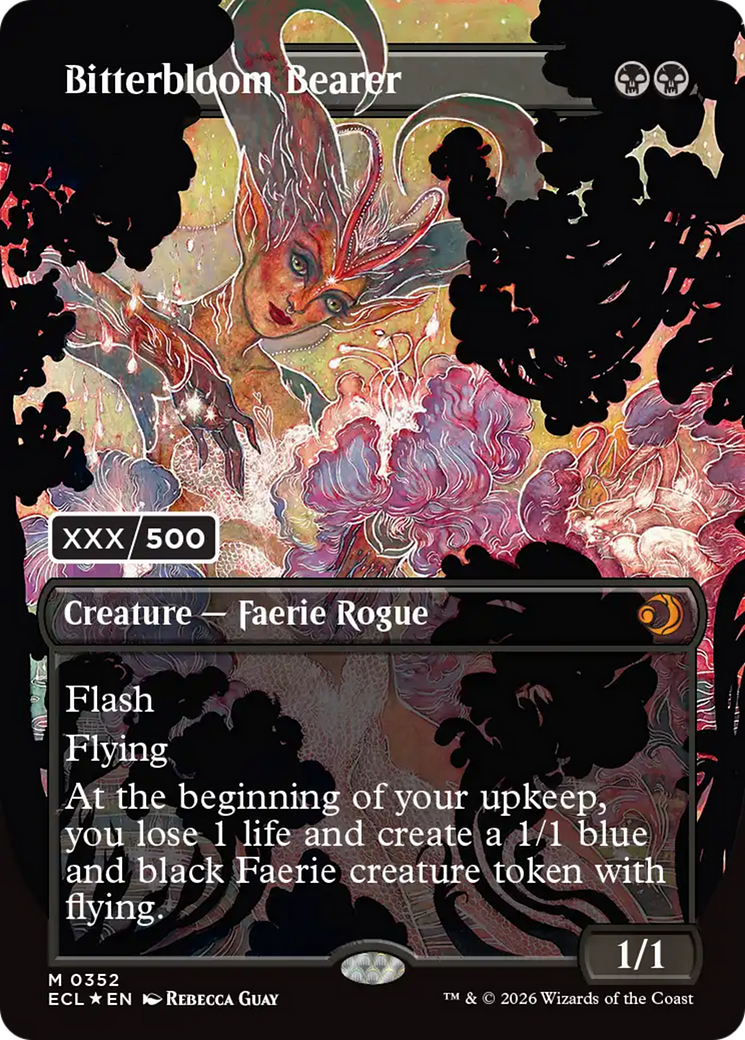 Bitterbloom Bearer (Borderless) (Serial Numbered) [Lorwyn Eclipsed Promos] | Good Games Morley