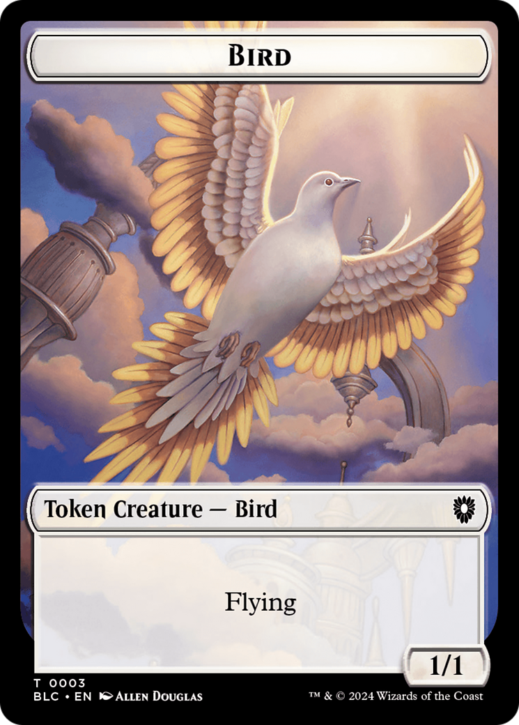 Storm Crow // Bird (003) Double-Sided Token [Bloomburrow Commander Tokens] | Good Games Morley