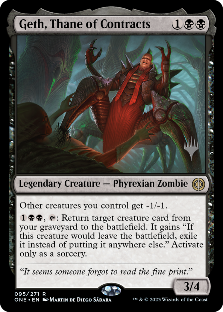 Geth, Thane of Contracts (Promo Pack) [Phyrexia: All Will Be One Promos] | Good Games Morley