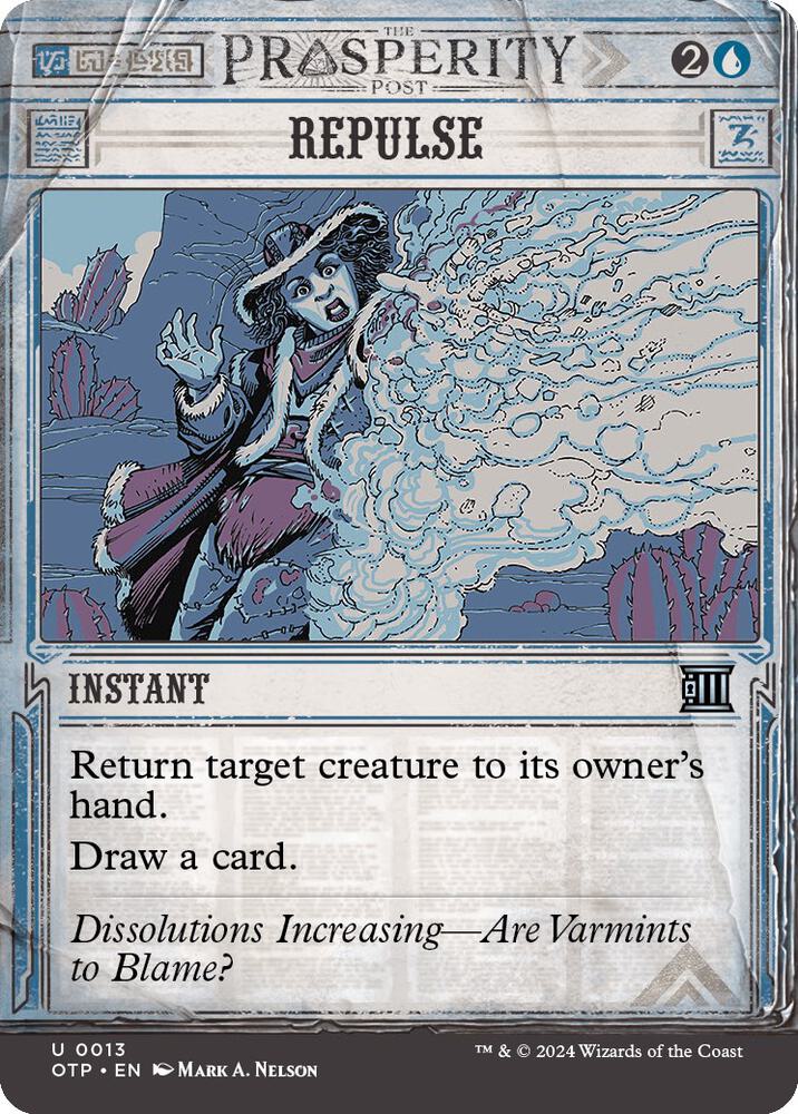 Repulse 13 (Outlaws of Thunder Junction: Breaking News)  - Showcase Foil | Good Games Morley