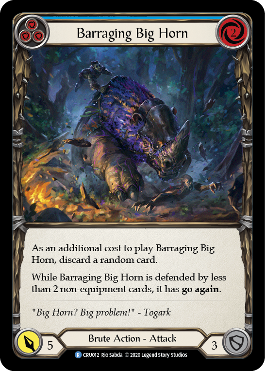 Barraging Big Horn (Blue) [CRU012] (Crucible of War)  1st Edition Rainbow Foil | Good Games Morley