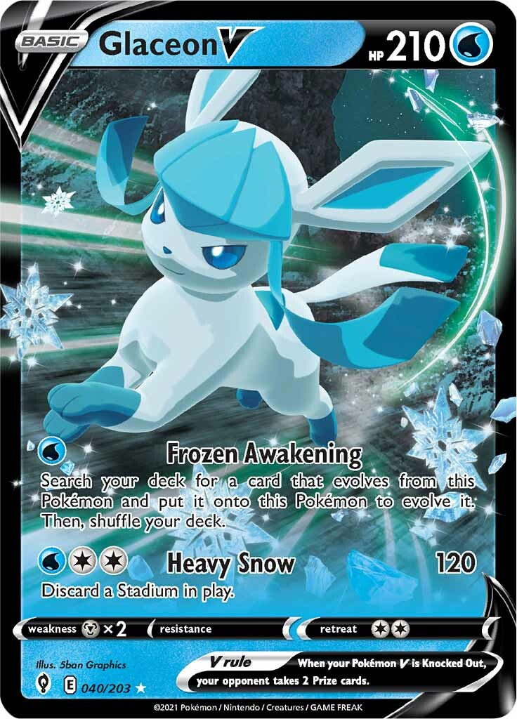 Glaceon V (040/203) [Sword & Shield: Evolving Skies] | Good Games Morley