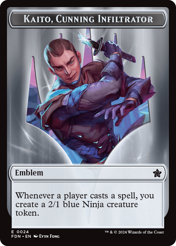 Emblem - Kaito, Cunning Infiltrator // Ninja Doubled-Sided Token [Foundations Tokens] | Good Games Morley