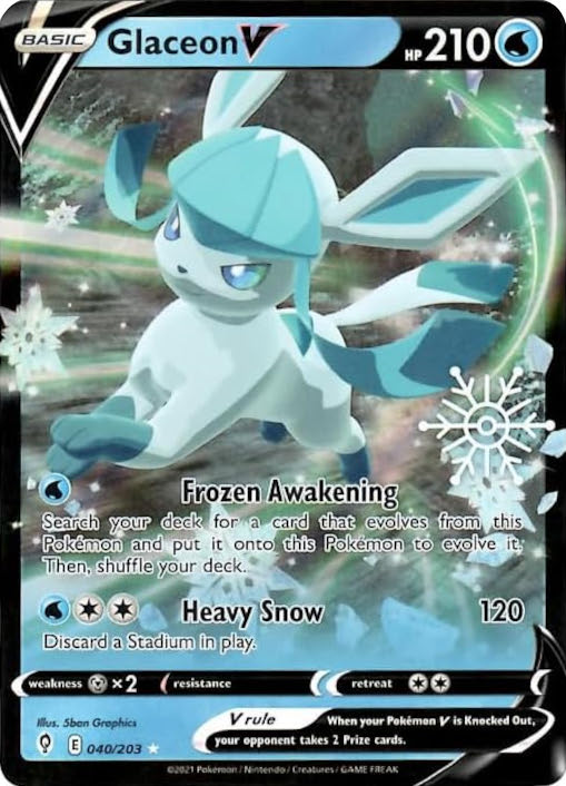 Glaceon V (040/203) (Holiday Calendar) [Sword & Shield: Evolving Skies] | Good Games Morley