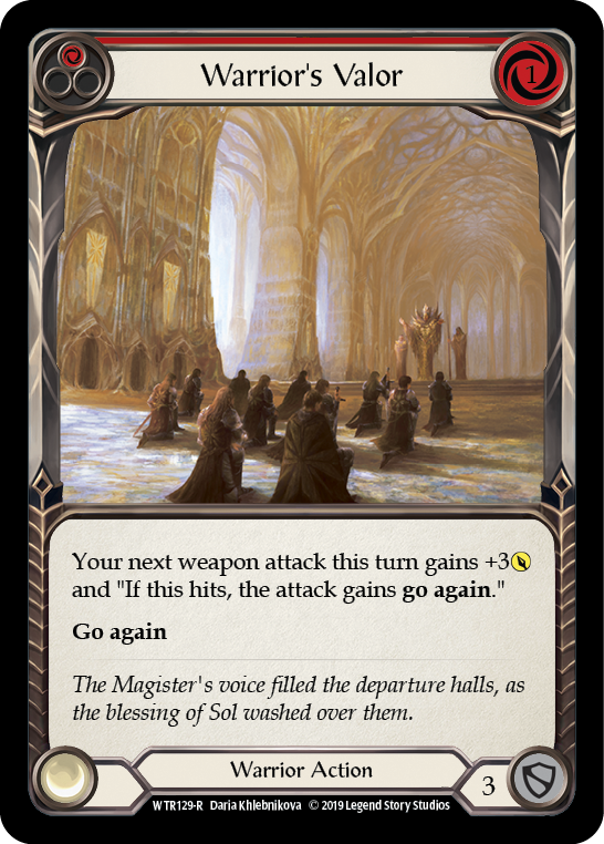 Warrior's Valor (Red) [WTR129-R] (Welcome to Rathe)  Alpha Print Rainbow Foil | Good Games Morley