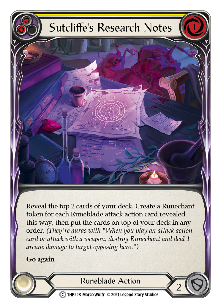 Sutcliffe's Research Notes (Yellow) [1HP298] (History Pack 1) | Good Games Morley