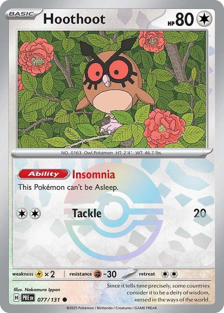 Hoothoot (077/131) (Poke Ball Pattern) [Scarlet & Violet: Prismatic Evolutions] | Good Games Morley