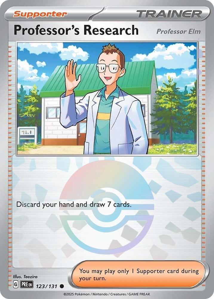 Professor's Research (123/131) [Professor Elm] (Poke Ball Pattern) [Scarlet & Violet: Prismatic Evolutions] | Good Games Morley