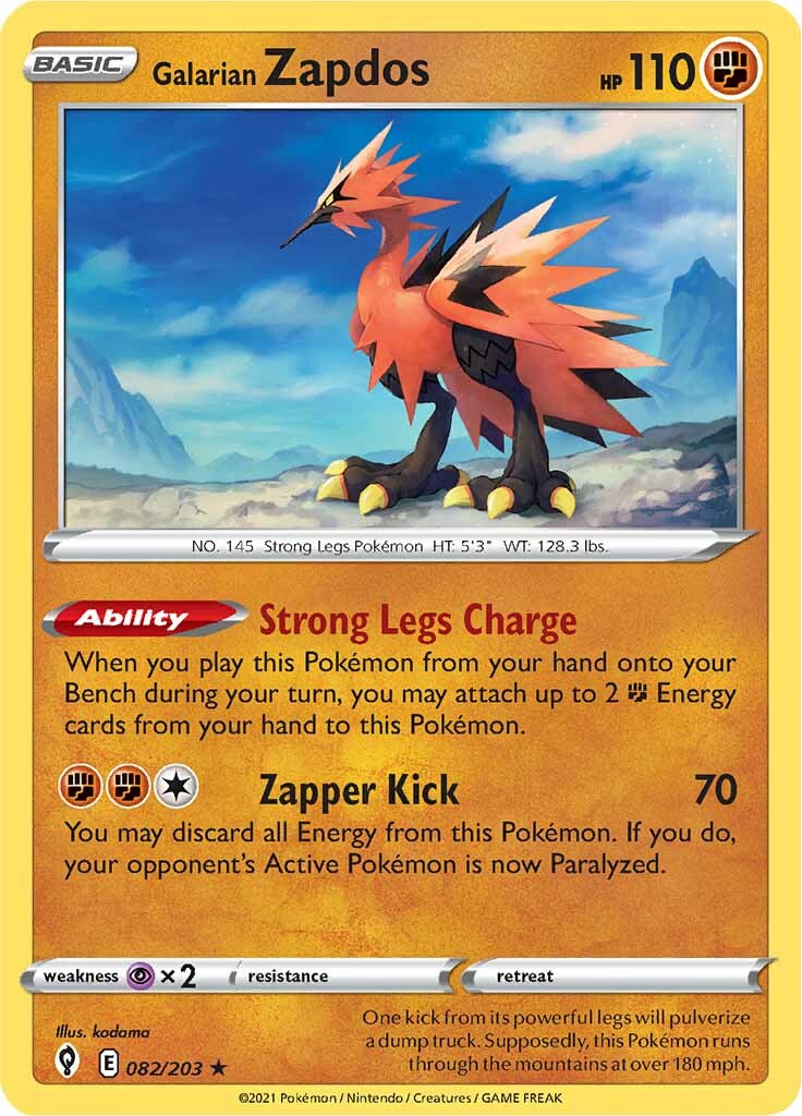 Galarian Zapdos (082/203) [Sword & Shield: Evolving Skies] | Good Games Morley