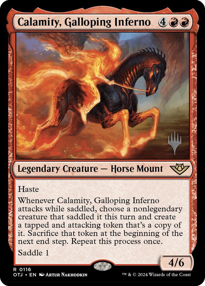 Calamity Galloping Inferno 116 (Promo Pack: Outlaws of Thunder Junction)  - Foil | Good Games Morley