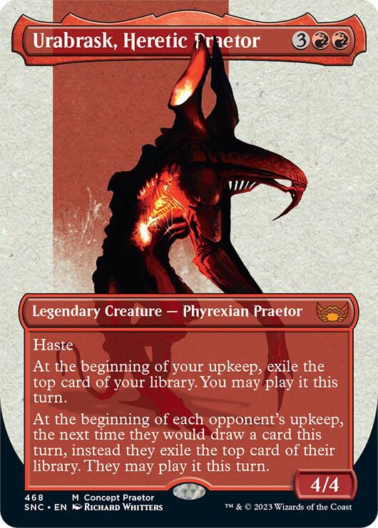 Urabrask, Heretic Praetor 468 (Phyrexia: All Will Be One)  - Borderless Foil | Good Games Morley