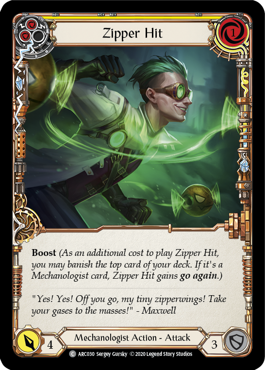 Zipper Hit (Yellow) [U-ARC030] (Arcane Rising Unlimited)  Unlimited Rainbow Foil | Good Games Morley