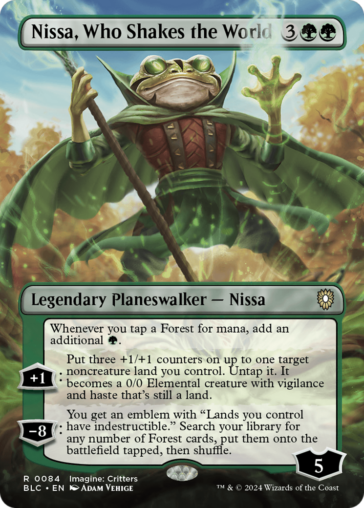 Nissa, Who Shakes the World (Borderless) [Bloomburrow Commander] | Good Games Morley