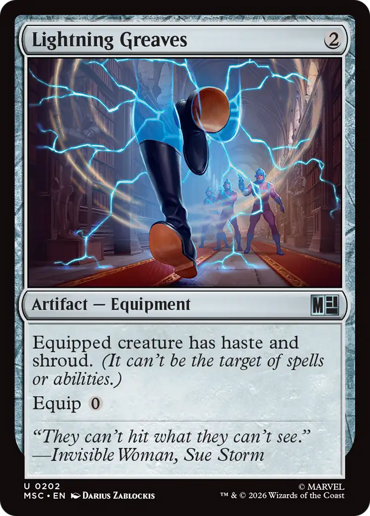 Lightning Greaves (Surge Foil) [Marvel Super Heroes Commander] | Good Games Morley