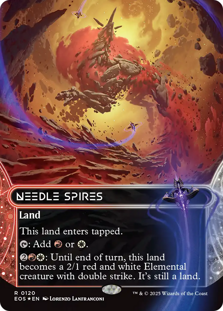 Needle Spires (0120) (Borderless) (Galaxy Foil) [Edge of Eternities: Stellar Sights] | Good Games Morley