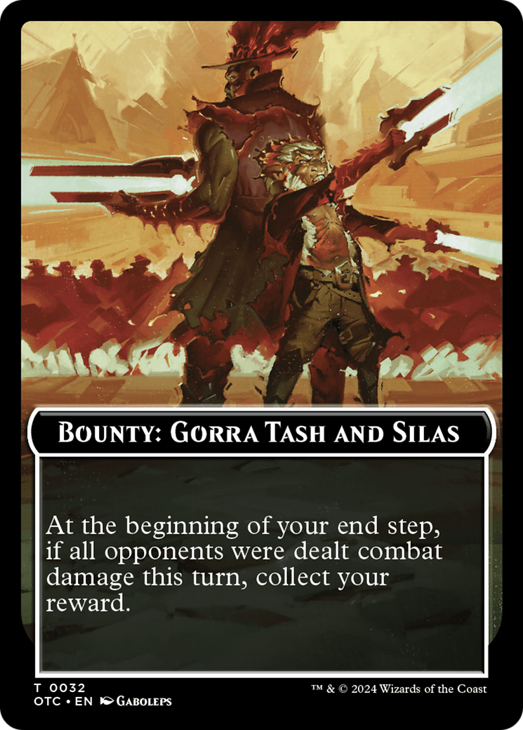 Bounty: Gorra Tash and Silas // Bounty Rules Double-Sided Token [Outlaws of Thunder Junction Commander Tokens] | Good Games Morley