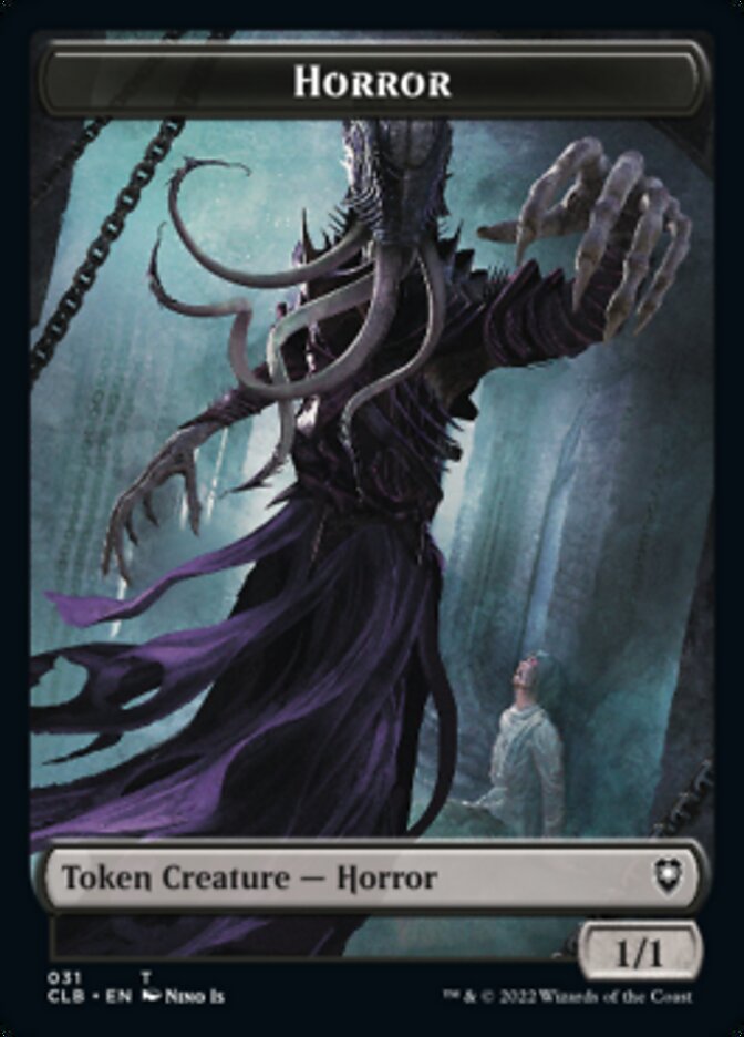 Horror // Centaur Double-Sided Token [Commander Legends: Battle for Baldur's Gate Tokens] | Good Games Morley