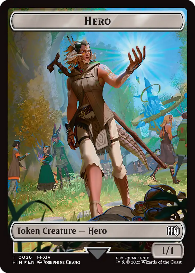 Spirit // Hero (0026) Double-Sided Token (Surge Foil) [FINAL FANTASY Commander Tokens] | Good Games Morley