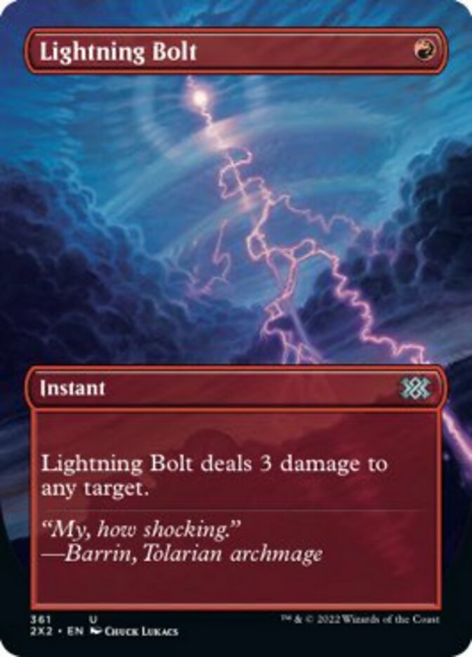 Lightning Bolt (Borderless Alternate Art) [Double Masters 2022] | Good Games Morley