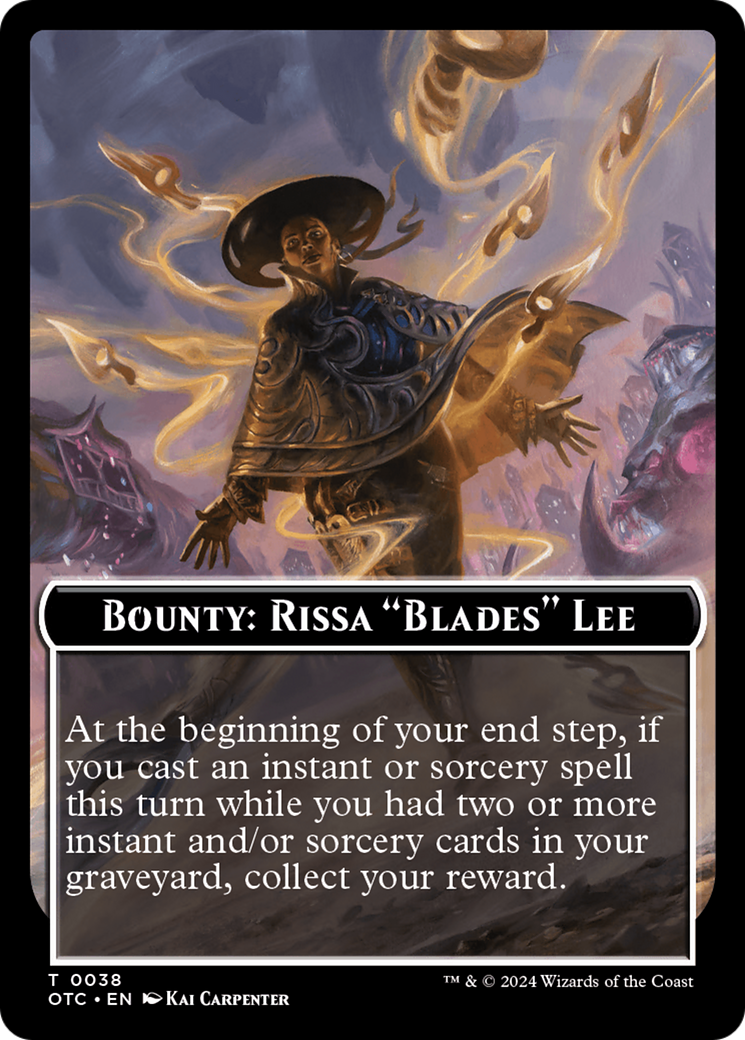 Bounty: Rissa "Blades" Lee // Bounty Rules Double-Sided Token [Outlaws of Thunder Junction Commander Tokens] | Good Games Morley