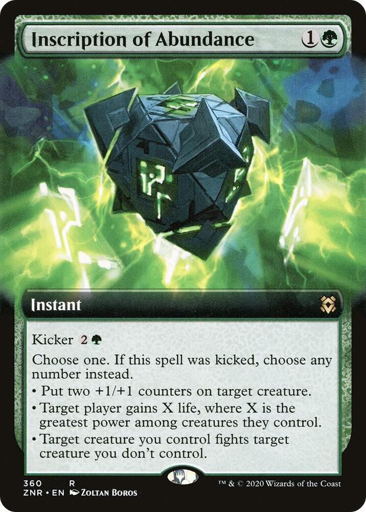 Inscription of Abundance 360/280 (Zendikar Rising)  - Extended Art Foil | Good Games Morley
