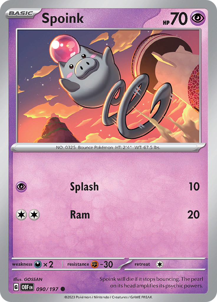 Spoink (090/197) [Scarlet & Violet: Obsidian Flames] | Good Games Morley