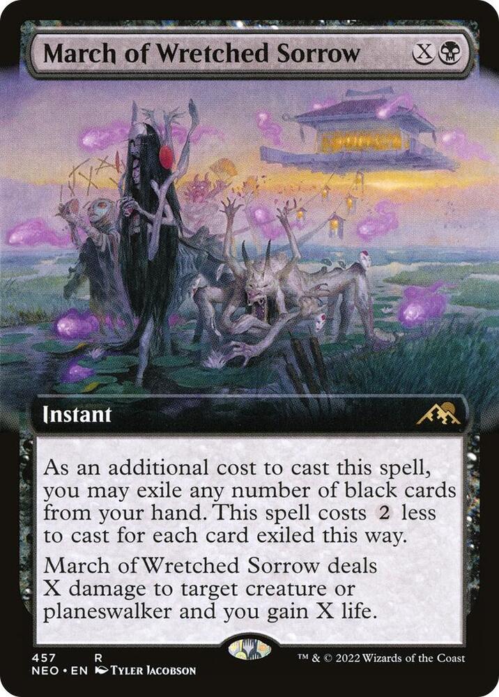 March of Wretched Sorrow 457/302 (Kamigawa: Neon Dynasty)  - Extended Art Foil | Good Games Morley