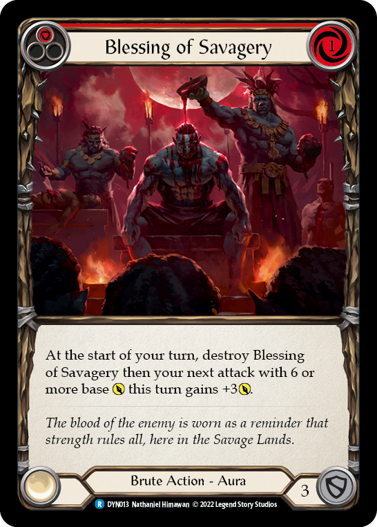 Blessing of Savagery (Red) [DYN013] (Dynasty)  Rainbow Foil | Good Games Morley