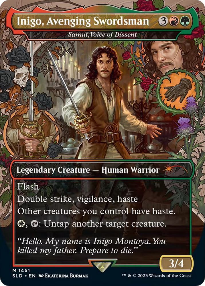 Inigo, Avenging Swordsman // Samut, Voice of Dissent 1451 (Secret Lair Drop Series)  - Borderless Foil | Good Games Morley