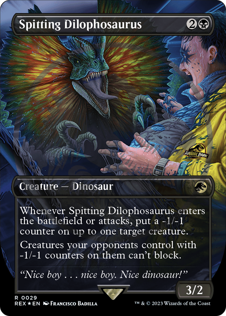 Spitting Dilophosaurus (Emblem) (Borderless) [Jurassic World Collection Tokens] | Good Games Morley