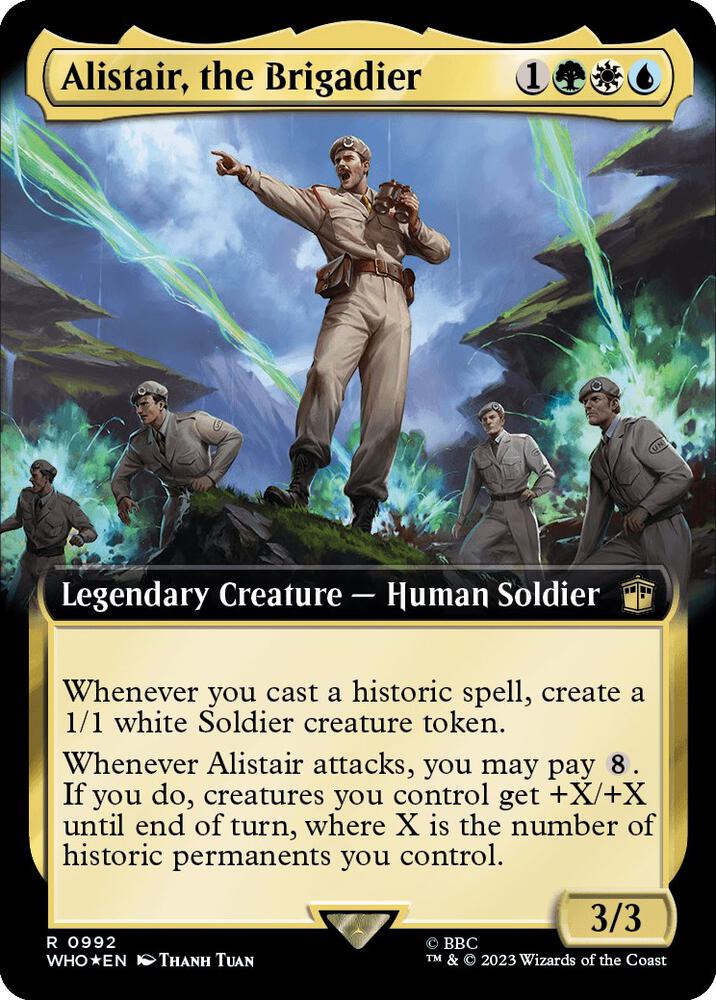 Alistair, the Brigadier 992/331 (Universes Beyond: Doctor Who)  - Extended Art Surge Foil | Good Games Morley