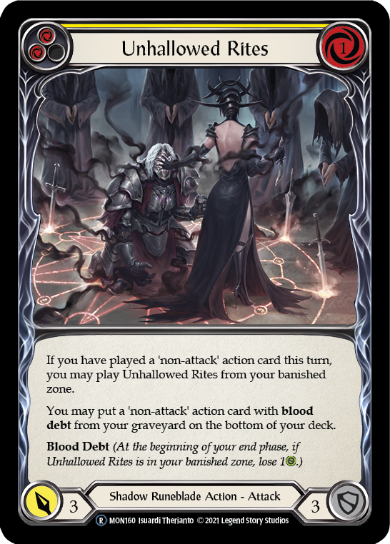 Unhallowed Rites (Yellow) [U-MON160-RF] (Monarch Unlimited)  Unlimited Rainbow Foil | Good Games Morley