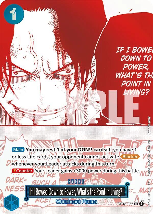 If I Bowed Down to Power, What's the Point in Living? (3rd Anniversary Treasure Campaign Pack) OP13-057 (One Piece Promotion Cards)  - Foil | Good Games Morley