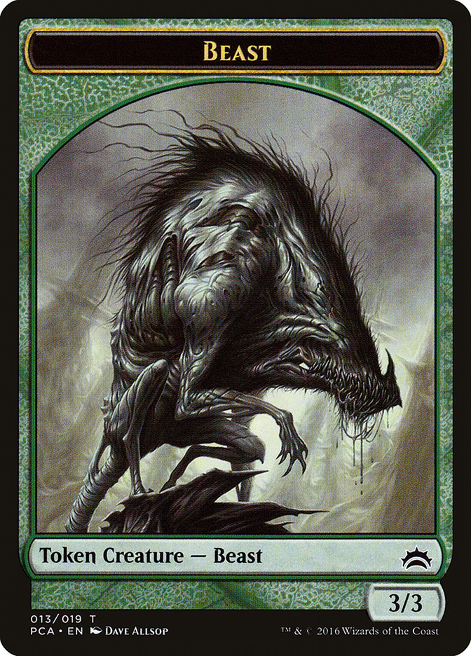 Beast // Saproling Double-Sided Token [Planechase Anthology Tokens] | Good Games Morley