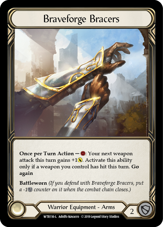 Braveforge Bracers [WTR116-L] (Welcome to Rathe)  Alpha Print Cold Foil | Good Games Morley