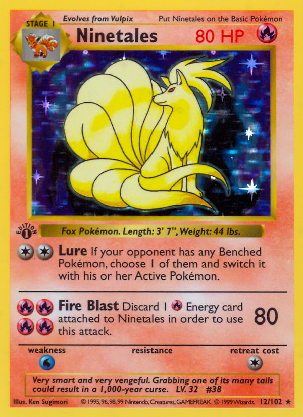Ninetales (12/102) (Shadowless) [Base Set 1st Edition] | Good Games Morley